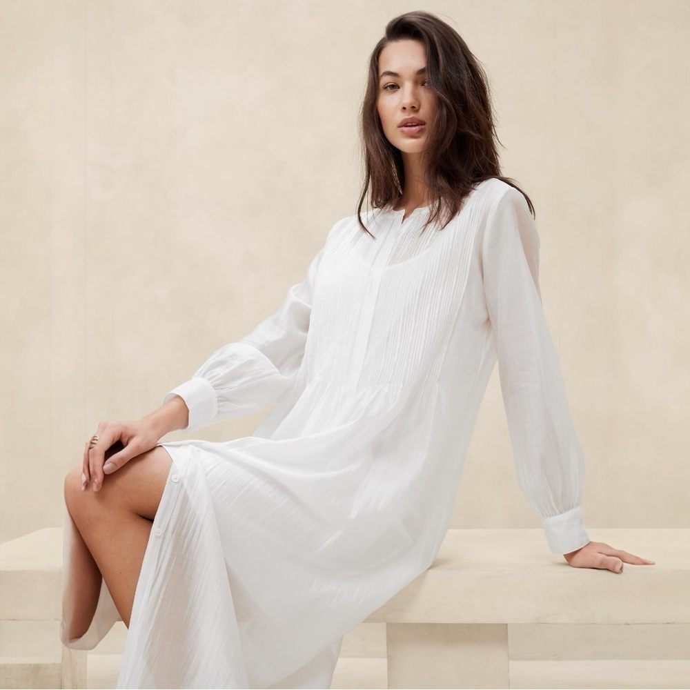 NWT Banana Republic PLEATED ORGANZA MIDI DRESS - Picture 3 of 4